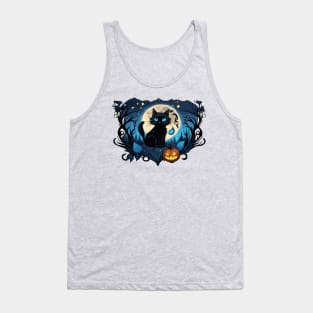 cute black cat sticker blue eyes a cute witch a full Tank Top